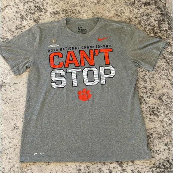Nike Other - Nike Men’s Dri-Fit 2016 Football National Championship T Shirt Clemson Gray SZ L